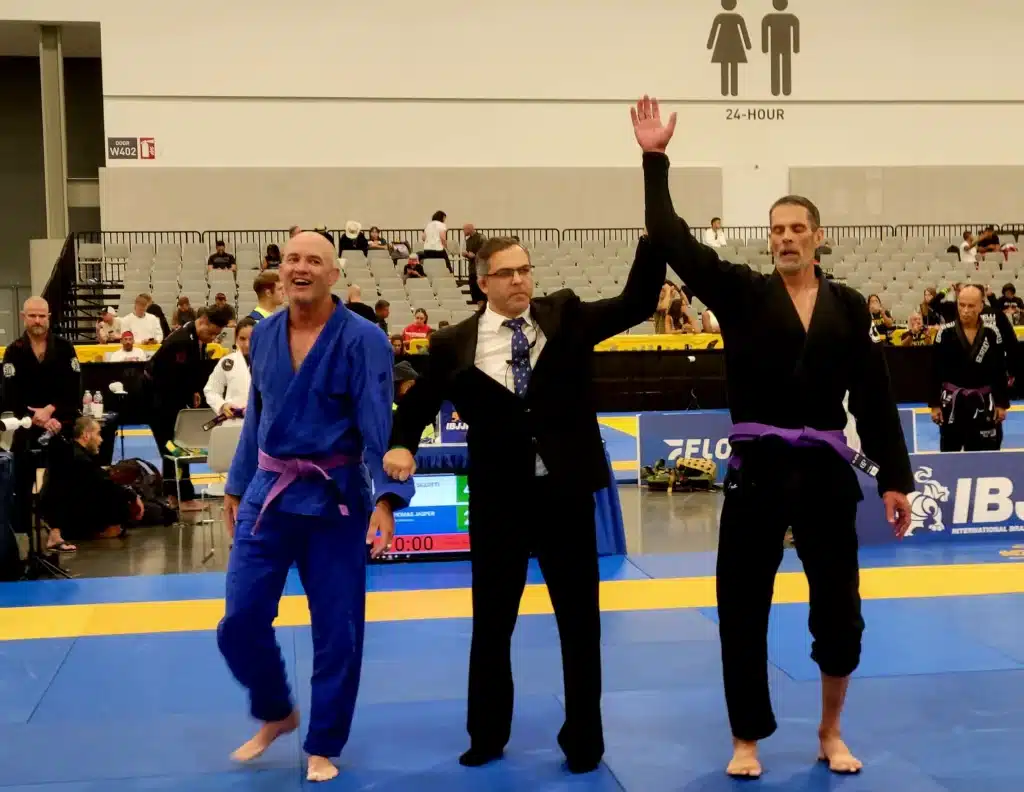Marc wins bjj match at IBJJF Masters worlds 2025